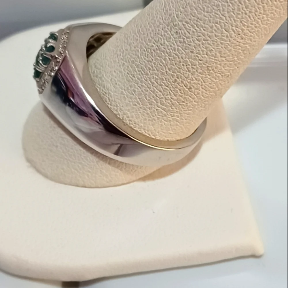 AAA Grandidierite and White Zircon Men's Ring in Platinum Over Sterling Silver